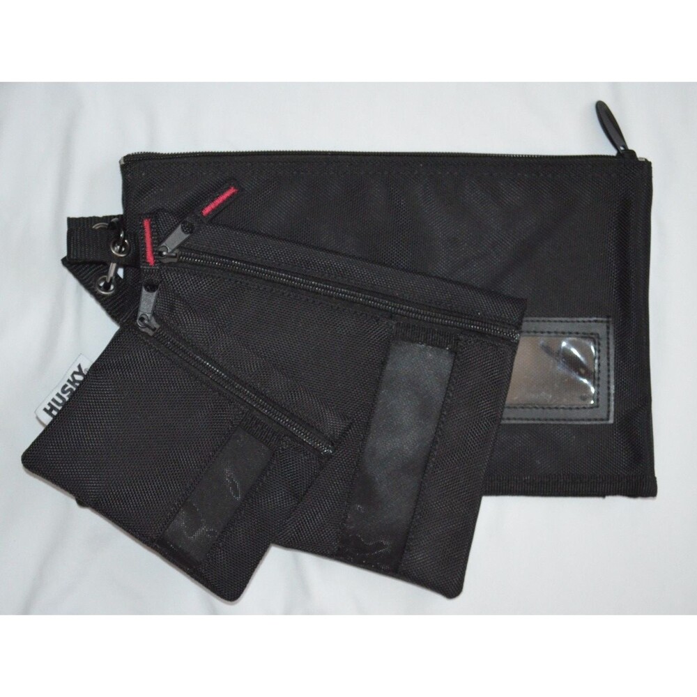 Set 3 Different Sizes HUSKY Heavy Duty Zipper Storage Tool Bags Water Resistant